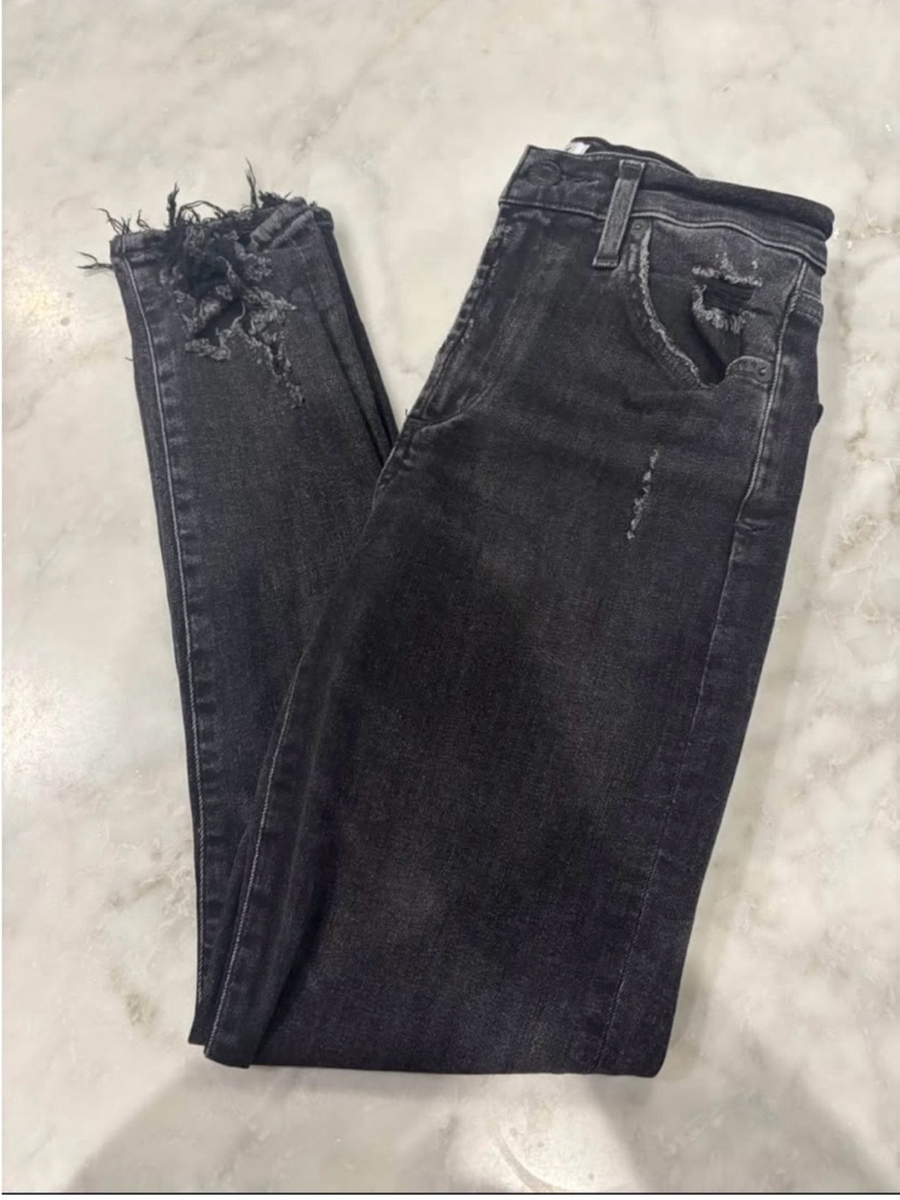 🫧AGOLDE Black Distressed High-Rise Skinny Jeans